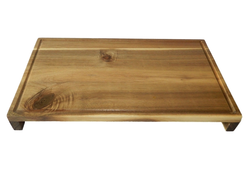 Curated Acacia Wood Footed Cutting Board with Juice Groove
